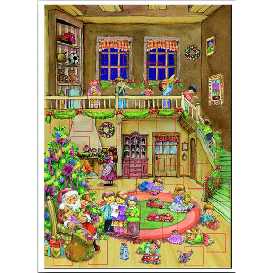 Richard Sellmer Verlag Father Christmas in the Playroom German Advent Calendar 265 x 355 mm with envelope and glitter