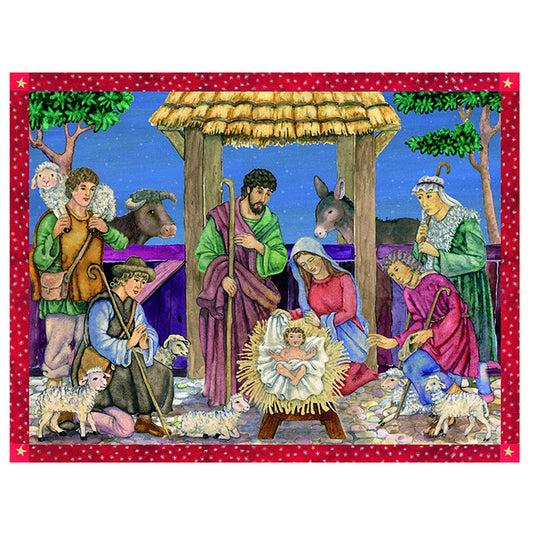 Richard Sellmer Verlag Religious Folk Nativity Scene Calendar German Advent Calendar 265 x 355 mm with envelope and glitter