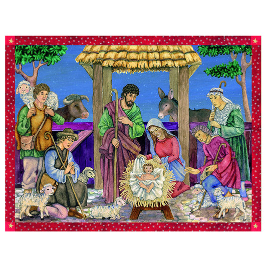 Richard Sellmer Verlag Religious 3 Kings Visit Jesus German Advent Calendar 265 x 355 mm with envelope and glitter