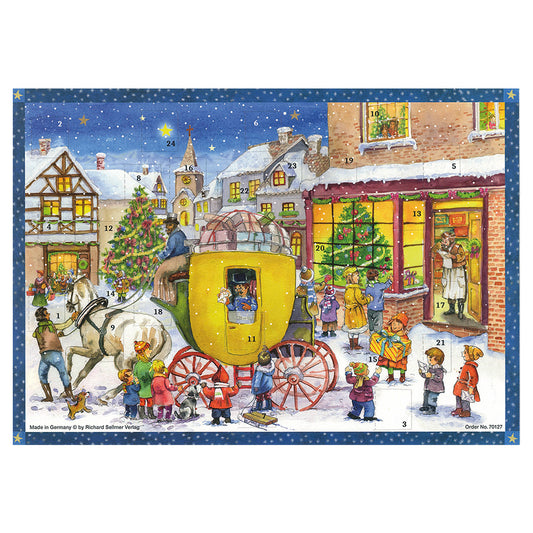 Richard Sellmer Verlag Horse and Carriage German Advent Calendar 265 x 355 mm with envelope and glitter