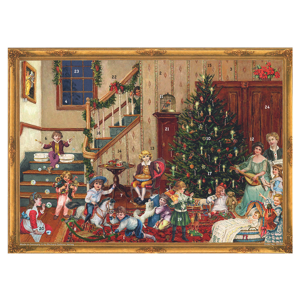 Richard Sellmer Verlag Victorian family German Advent Calendar 265 x 355 mm with envelope and glitter