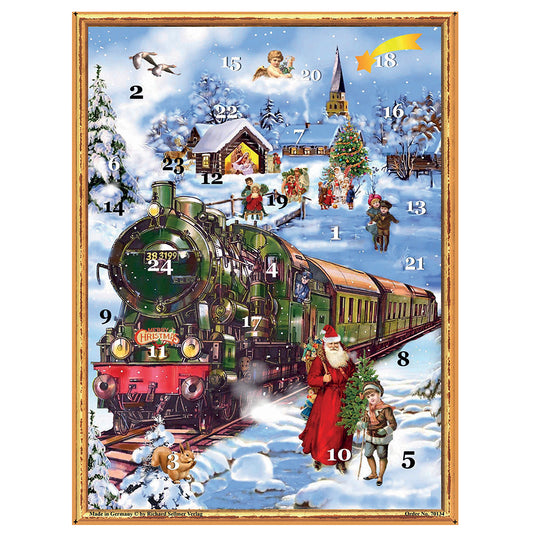 Richard Sellmer Verlag Train German  Advent Calendar 265 x 355 mm with envelope and glitter