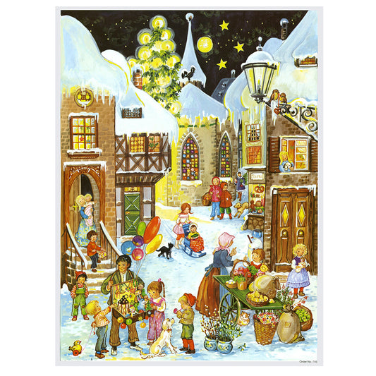 Richard Sellmer Verlag Village Children German Advent Calendar 265 x 355 mm with envelope and glitter