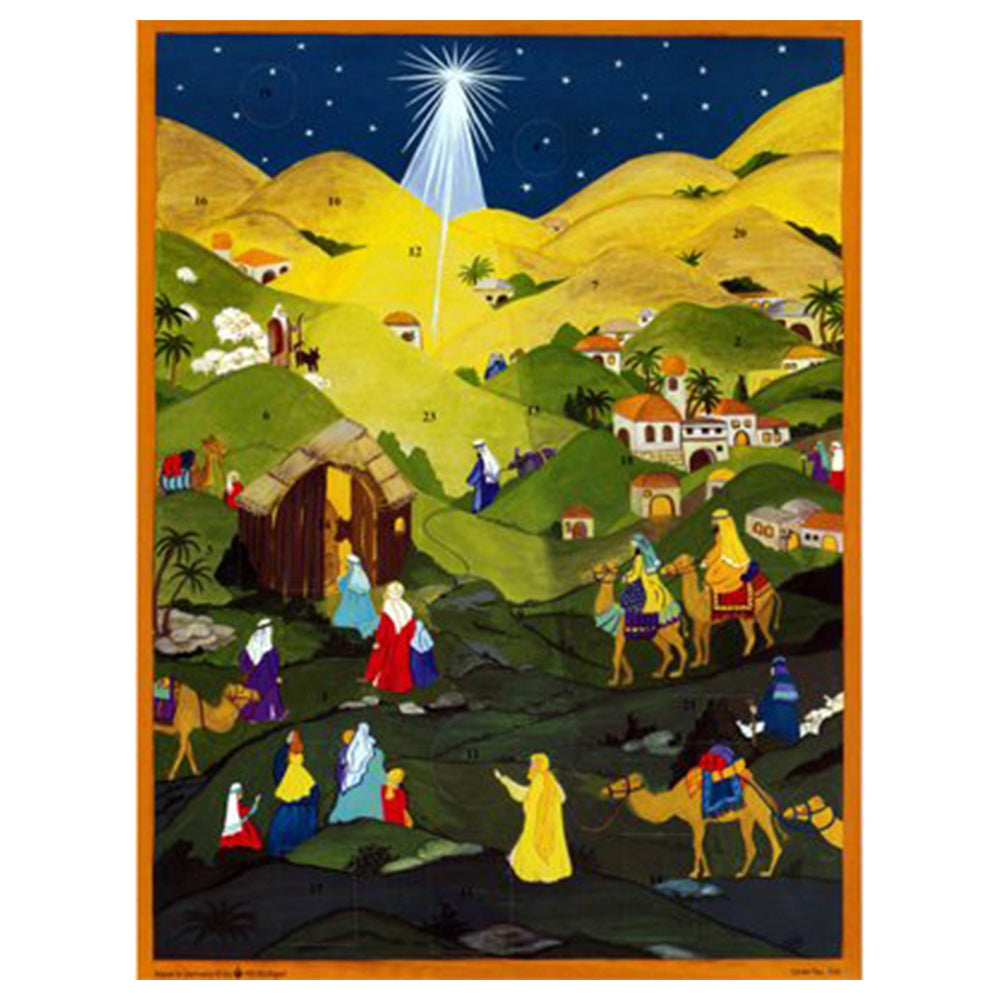 Richard Sellmer Verlag Nativity hills of Bethlehem German Advent Calendar 265 x 355 mm with envelope and glitter