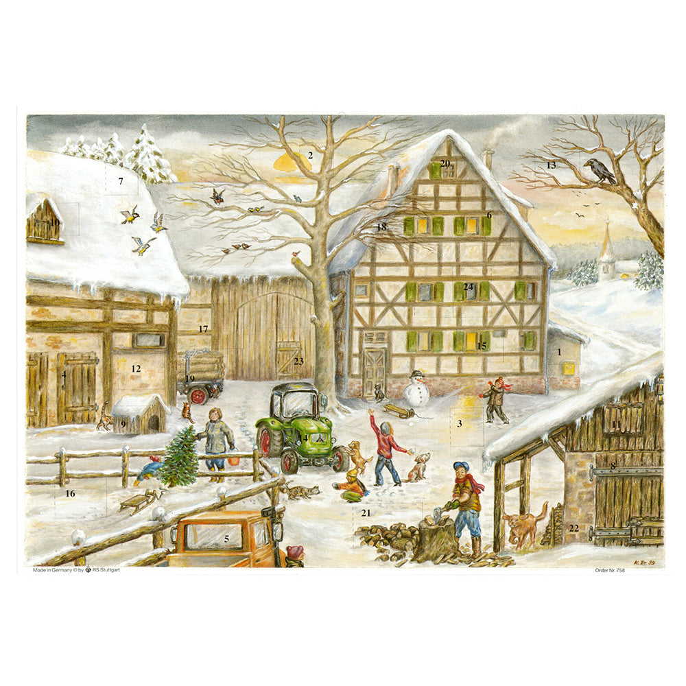 Richard Sellmer Verlag Tractor German Advent Calendar 265 x 355 mm with envelope and glitter