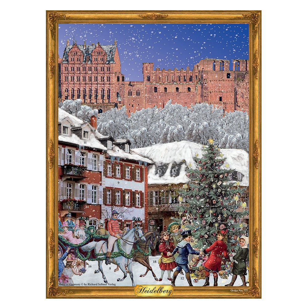 Richard Sellmer Verlag Horses Pink Castle German Advent Calendar 265 x 355 mm with envelope and glitter