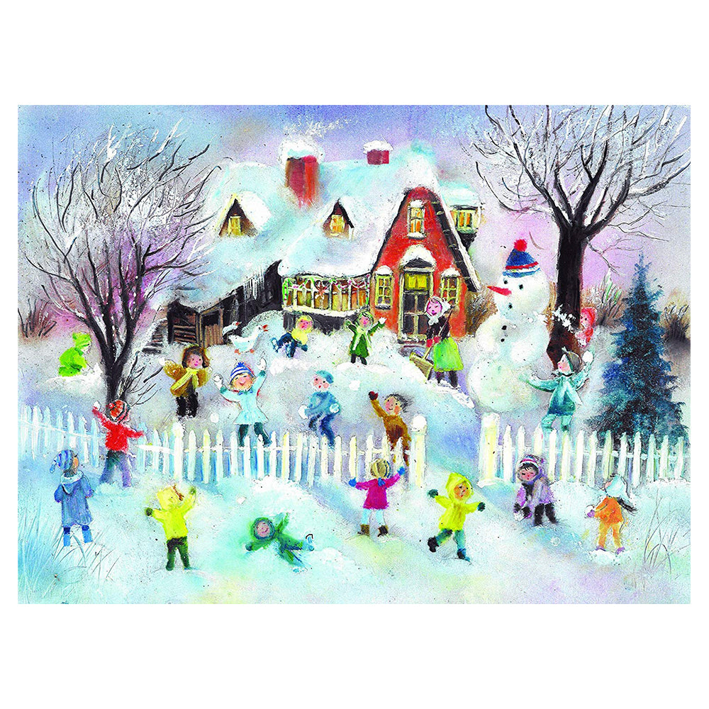 Richard Sellmer Verlag Snowscene Naïve Children Snowballs German Advent Calendar 265 x 355 mm with envelope and glitter