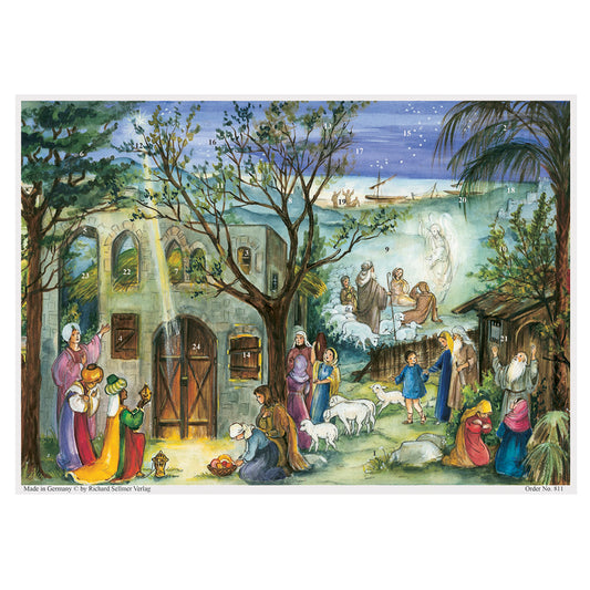 Richard Sellmer Verlag Religious Nativity Advent Calendar Advent Calendar German A4 Advent Calendar 210 x 297 mm with envelope and glitter