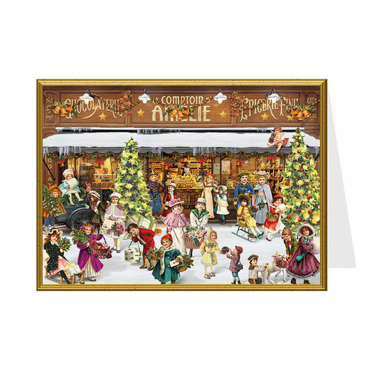 Chocolate Shop Richard Selmer Single German Christmas Card with envelope 12 x 17 cm