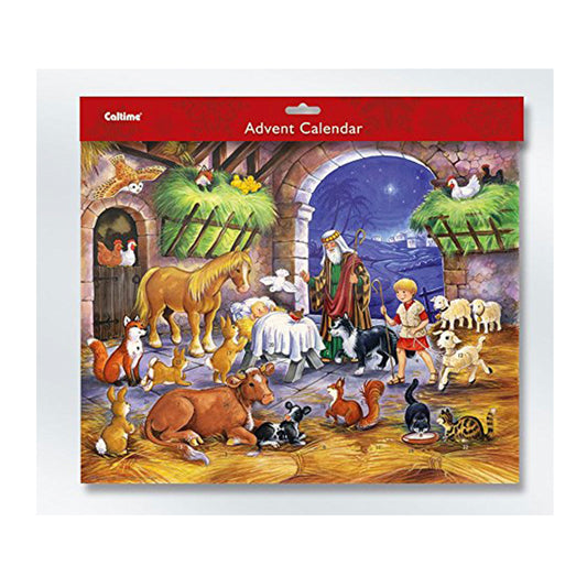Animals at the Crib with Glitter Caltime Advent Calendar 19.5 x 24 cm