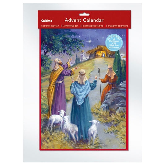 Shepherds with Bible Text Caltime Advent Calendar 24 x 34 cm