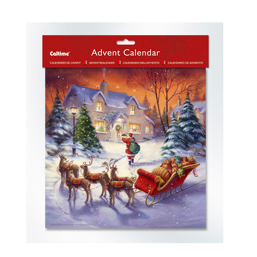 Santa Delivering Presents Caltime Advent Calendar 28 x 28 cm