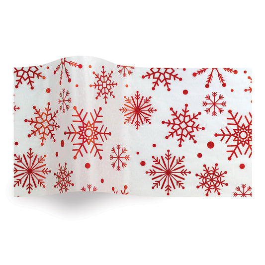 Spiralling Snowflakes Red Tissue Paper 5 Sheets of 20 x 30" Satinwrap Tissue Wrapping Paper