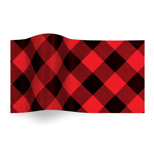 Buffalo Plaid Red Black Tissue Paper 5 Sheets of 20 x 30" Satinwrap Tissue Wrapping Paper