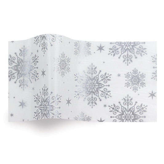 Classy Flakes Silver Tissue Paper 5 Sheets of 20 x 30" Satinwrap Tissue Wrapping Paper