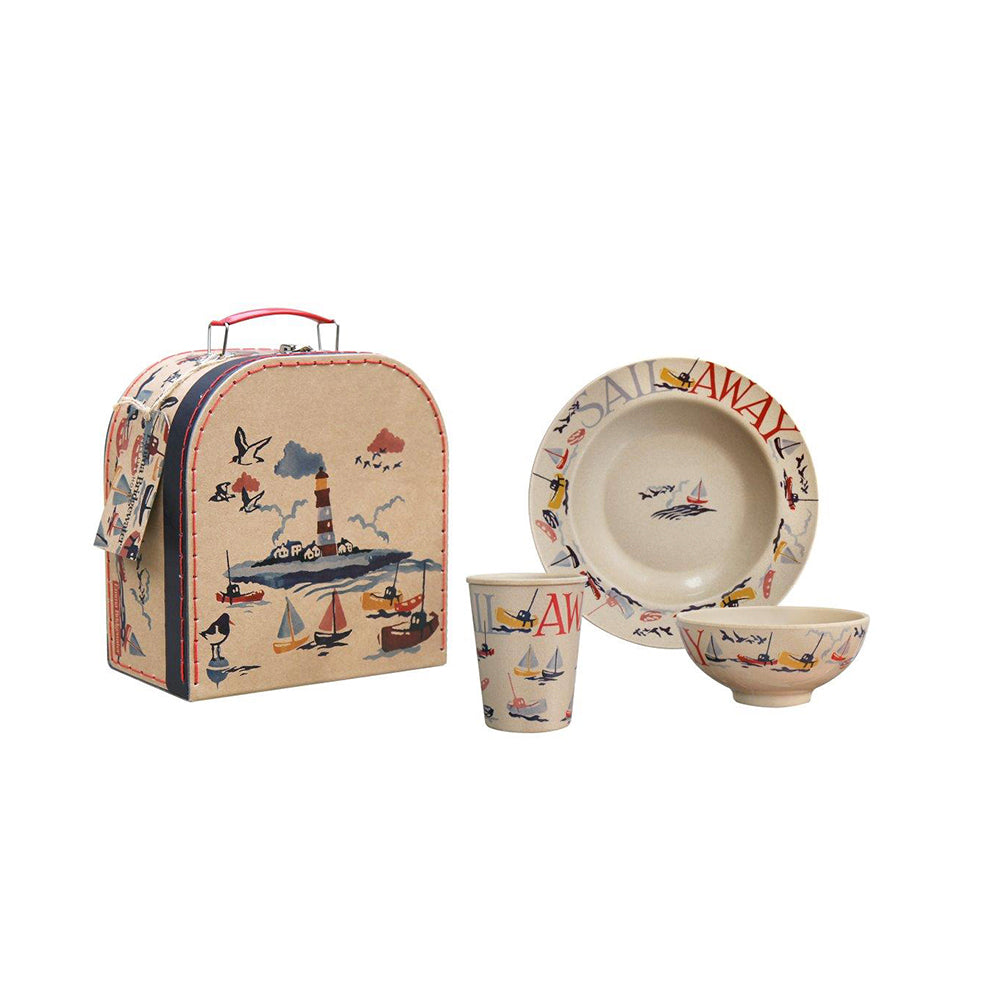 Emma Bridgewater - Sail Away 3 piece rice husk set - cardboard case bowl mug and plate