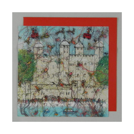 Tower Treasures Tower of London Swiss Kiss Advent Calendar Card 150 x 150mm with Envelope