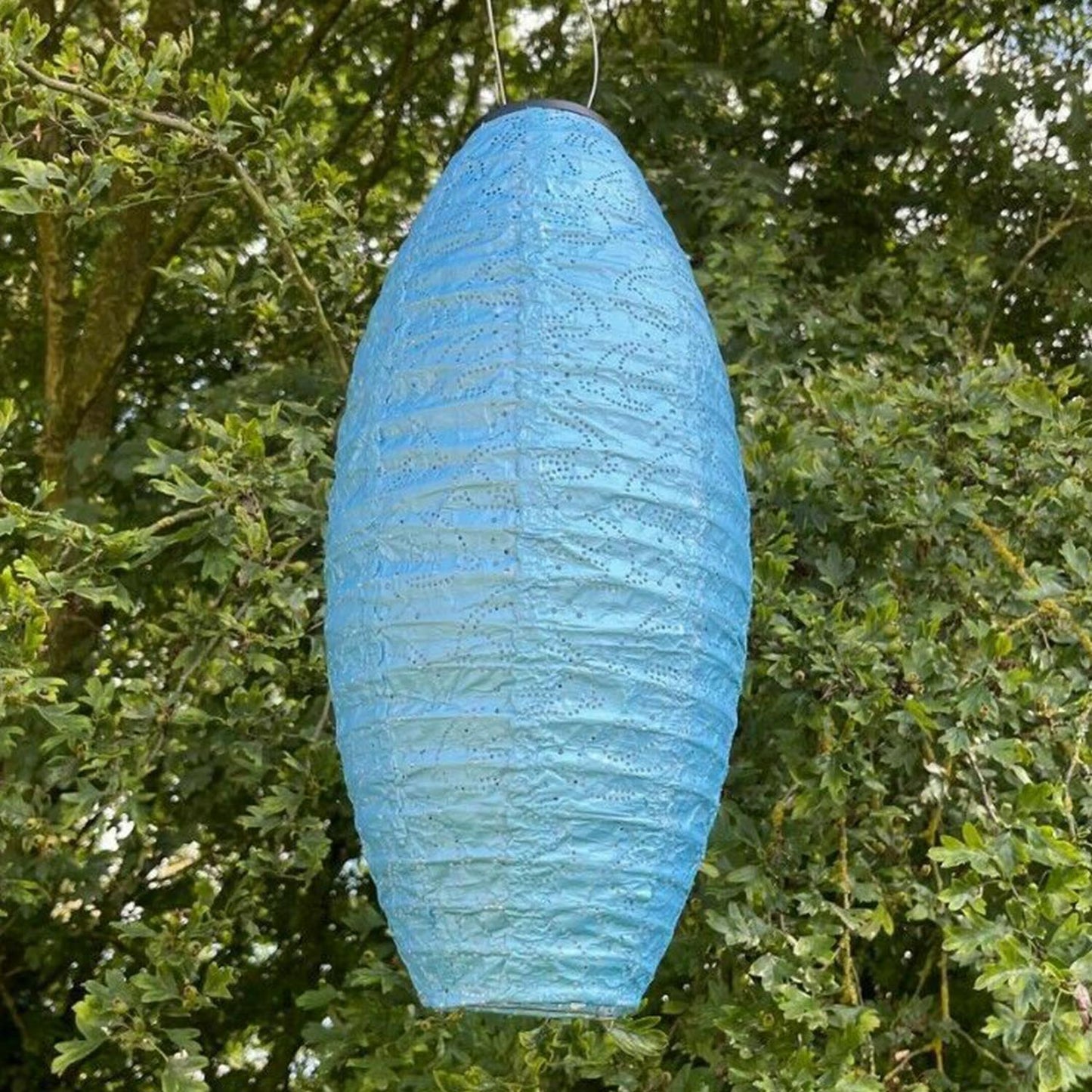 Solar Lantern - Long Oval Blue Birds 45cm