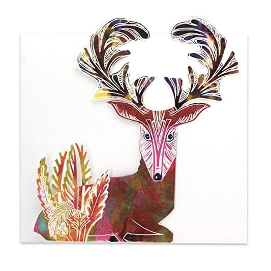 Stag 3D Sculptural Judy Lumley Greetings Card from Lino Cut Designs with envelope