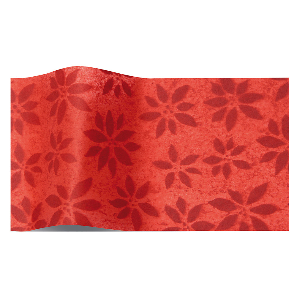 Patterned Tissue Paper Red Poinsettia Watermarked Red Tissue Paper 5 Sheets of 20 x 30