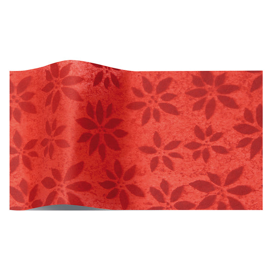 Poinsettia Watermarked Red Tissue Paper 5 Sheets of 20 x 30" Satinwrap Tissue Wrapping Paper