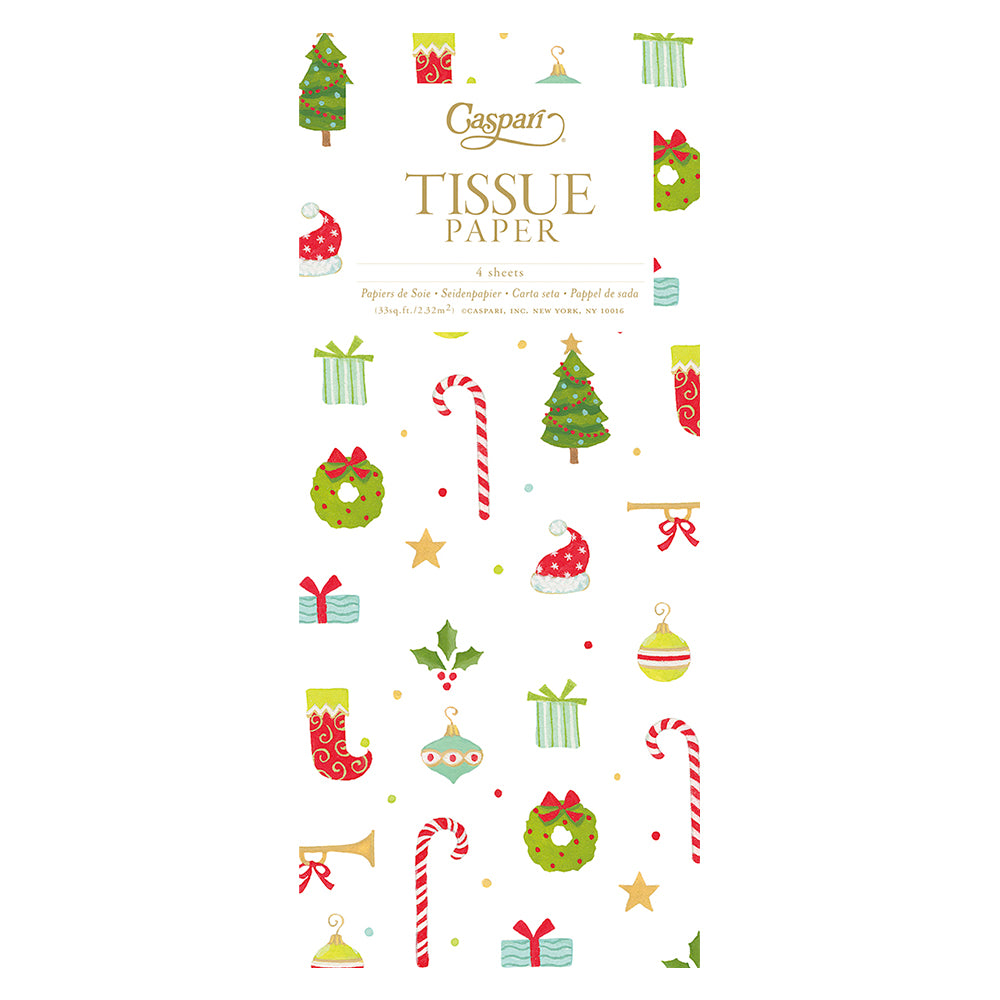 Caspari Christmas Ditz by Janine Moore Candy Canes Tissue Paper 4 Sheets of 20 x 30" Tissue Wrapping Paper