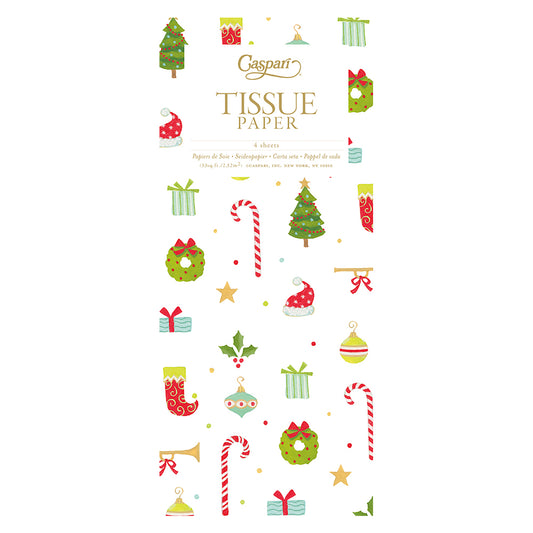 Caspari Christmas Ditz by Janine Moore Candy Canes Tissue Paper 4 Sheets of 20 x 30" Tissue Wrapping Paper