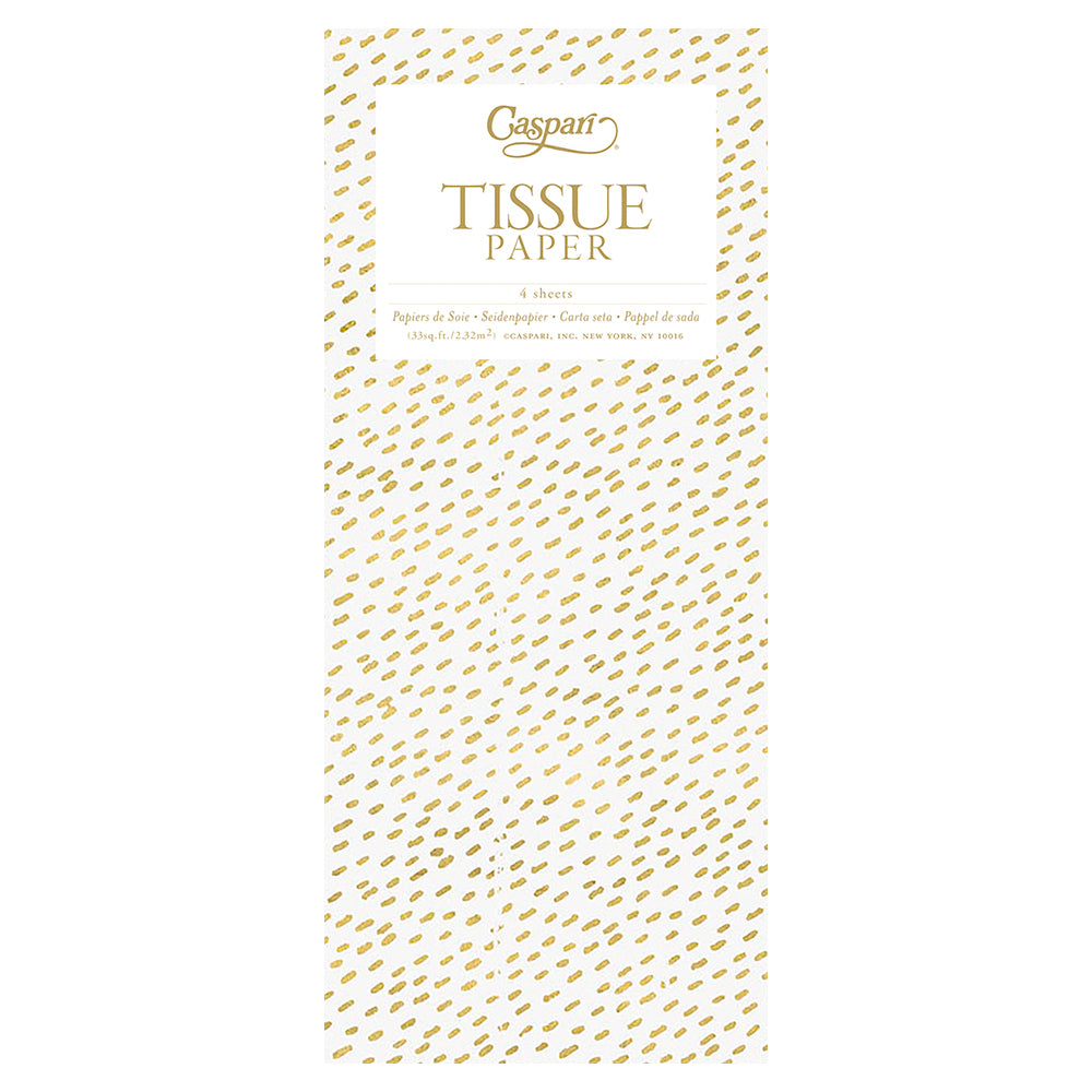 Little Dash White Gold patterned Tissue Paper 4 Sheets of 20 x 30" Tissue Wrapping Paper