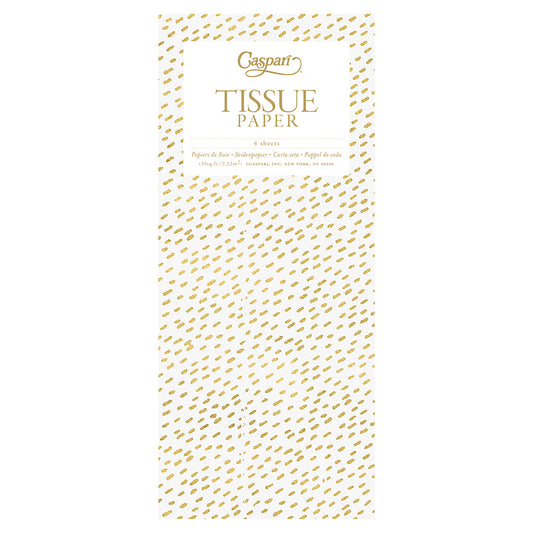 Little Dash White Gold patterned Tissue Paper 4 Sheets of 20 x 30" Tissue Wrapping Paper