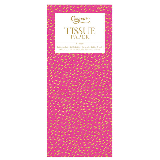 Caspari Little Dash Fuchsia Gold patterned Tissue Paper 4 Sheets of 20 x 30" Tissue Wrapping Paper