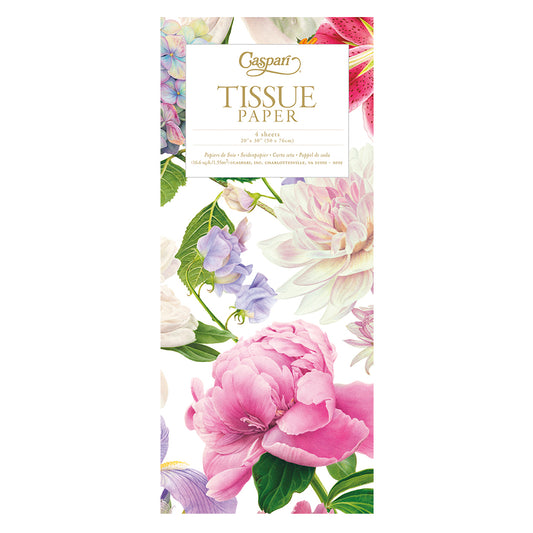 Caspari Chelsea Garden by Karen Kluglein Pink Flowers Tissue Paper 4 Sheets of 20 x 30" Tissue Wrapping Paper