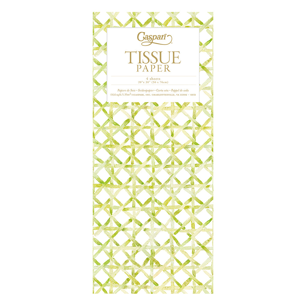 Caspari Trellis Pale Green Tissue Paper 4 Sheets of 20 x 30" Tissue Wrapping Paper