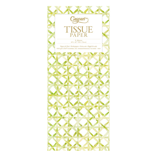 Caspari Trellis Pale Green Tissue Paper 4 Sheets of 20 x 30" Tissue Wrapping Paper