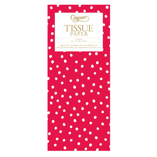 Caspari Painted Red Dot Tissue Paper 4 Sheets of 20 x 30" Tissue Wrapping Paper