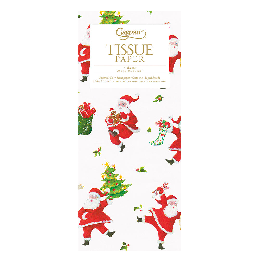 Dancing Santas christmas Tissue Paper 4 Sheets of 20 x 30" Tissue Wrapping Paper