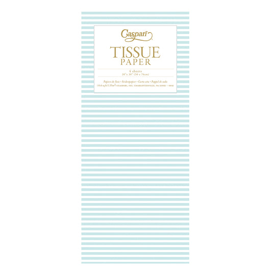 Caspari Mini Stripe Robin’s Egg Blue Tissue Paper 4 Sheets of 20 x 30" Tissue Wrapping Paper