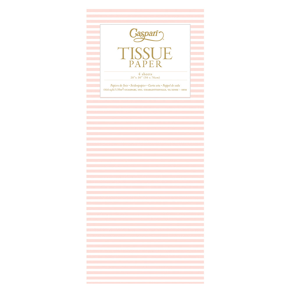 Caspari Mini Stripe Bush Pink Tissue Paper 4 Sheets of 20 x 30" Tissue Wrapping Paper