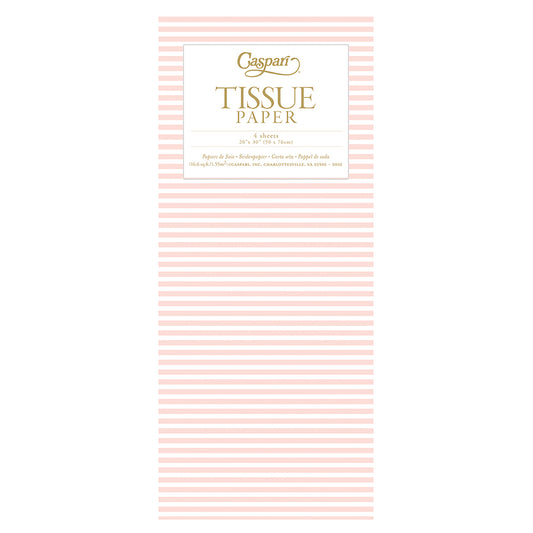 Caspari Mini Stripe Bush Pink Tissue Paper 4 Sheets of 20 x 30" Tissue Wrapping Paper