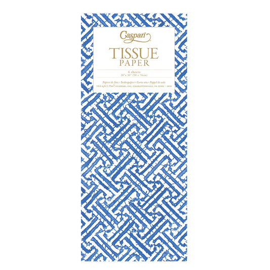 Caspari Blue Fretwork Tissue Paper 4 Sheets of 20 x 30" Tissue Wrapping Paper