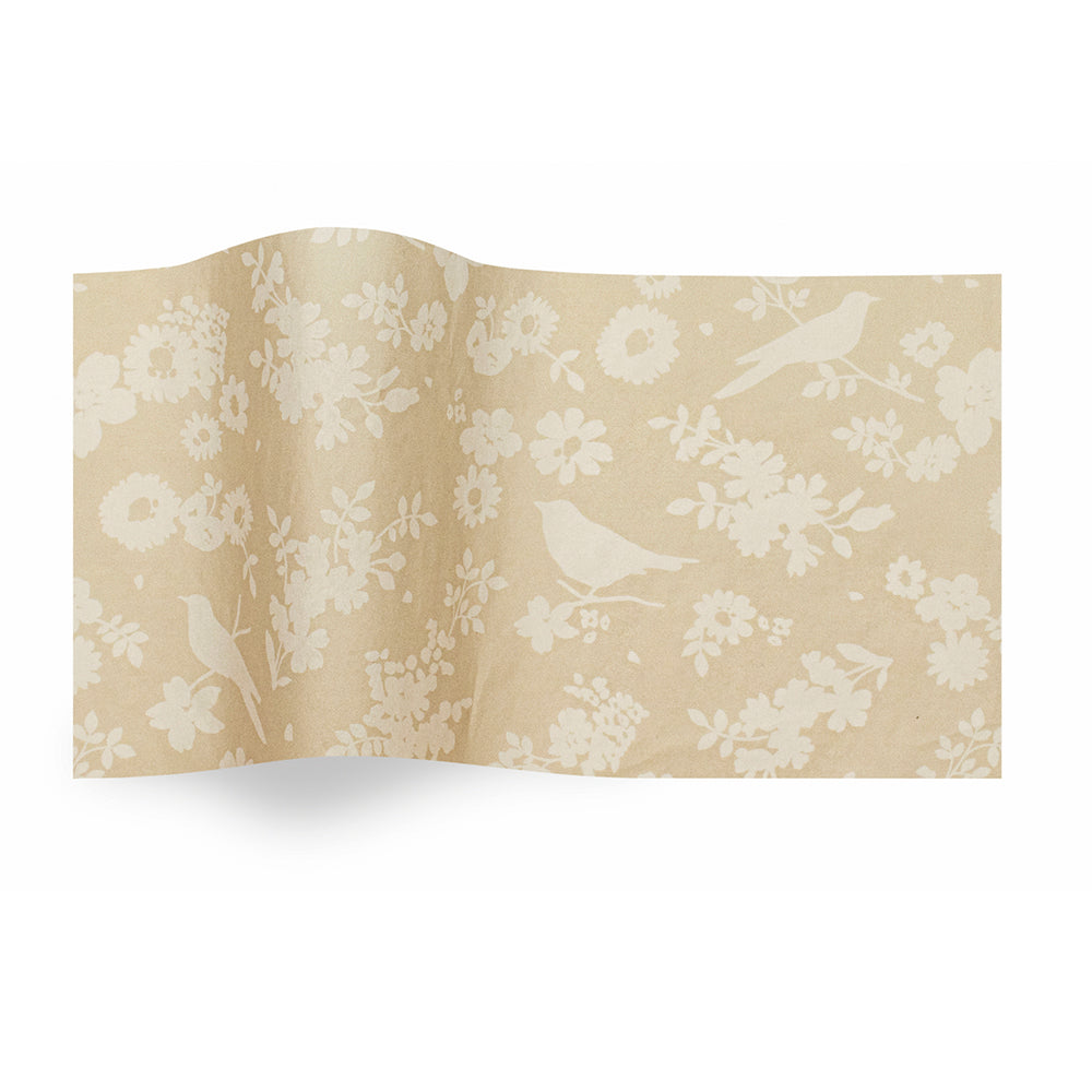 Backyard Blossom Kraft Birds Tissue Paper 5 Sheets of 20 x 30" Satinwrap Tissue Wrapping Paper