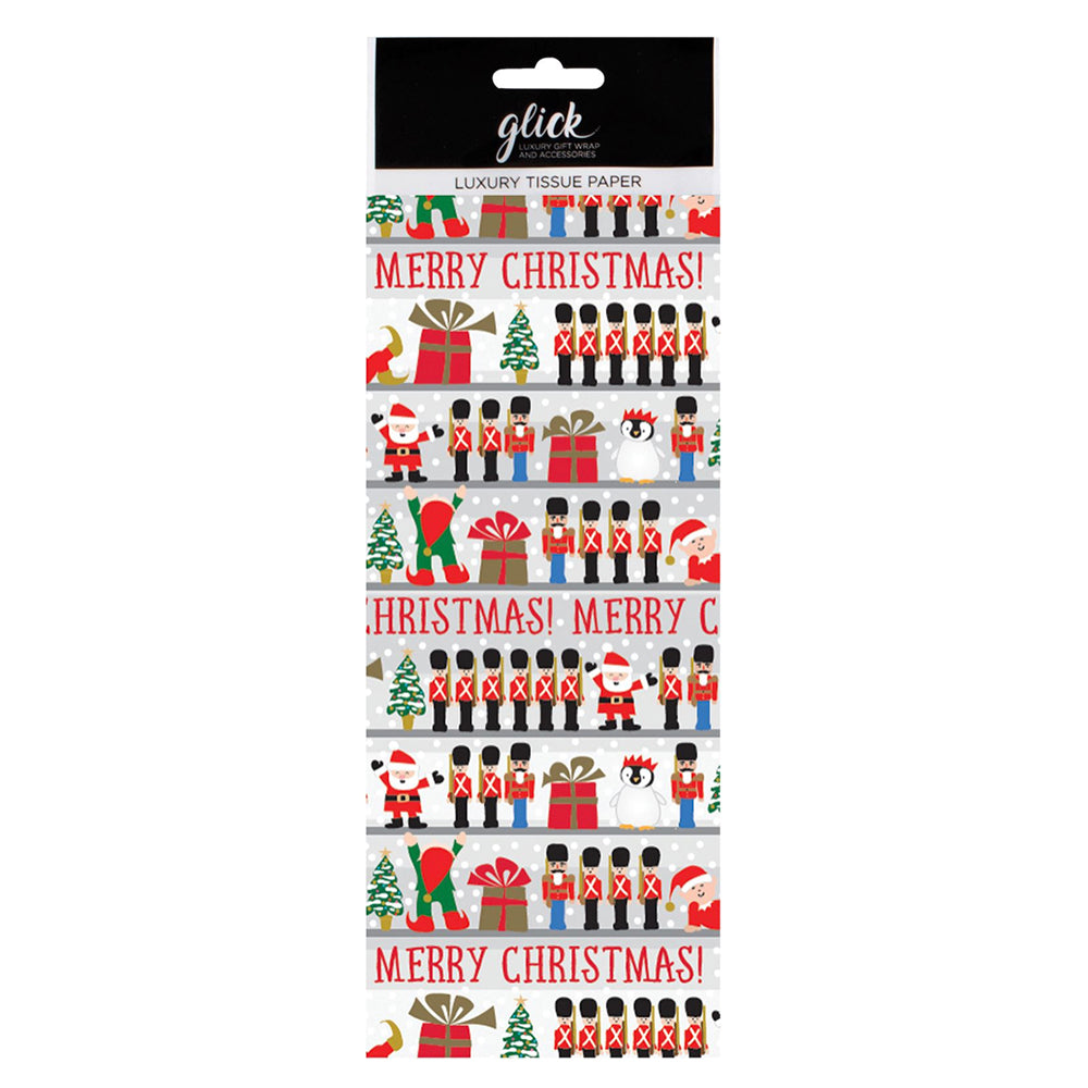 WJB CHRISTMAS ORNAMENTS santa soldiers Tissue Paper 4 Sheets of 50 x 75 cm Glick Tissue Wrapping Paper