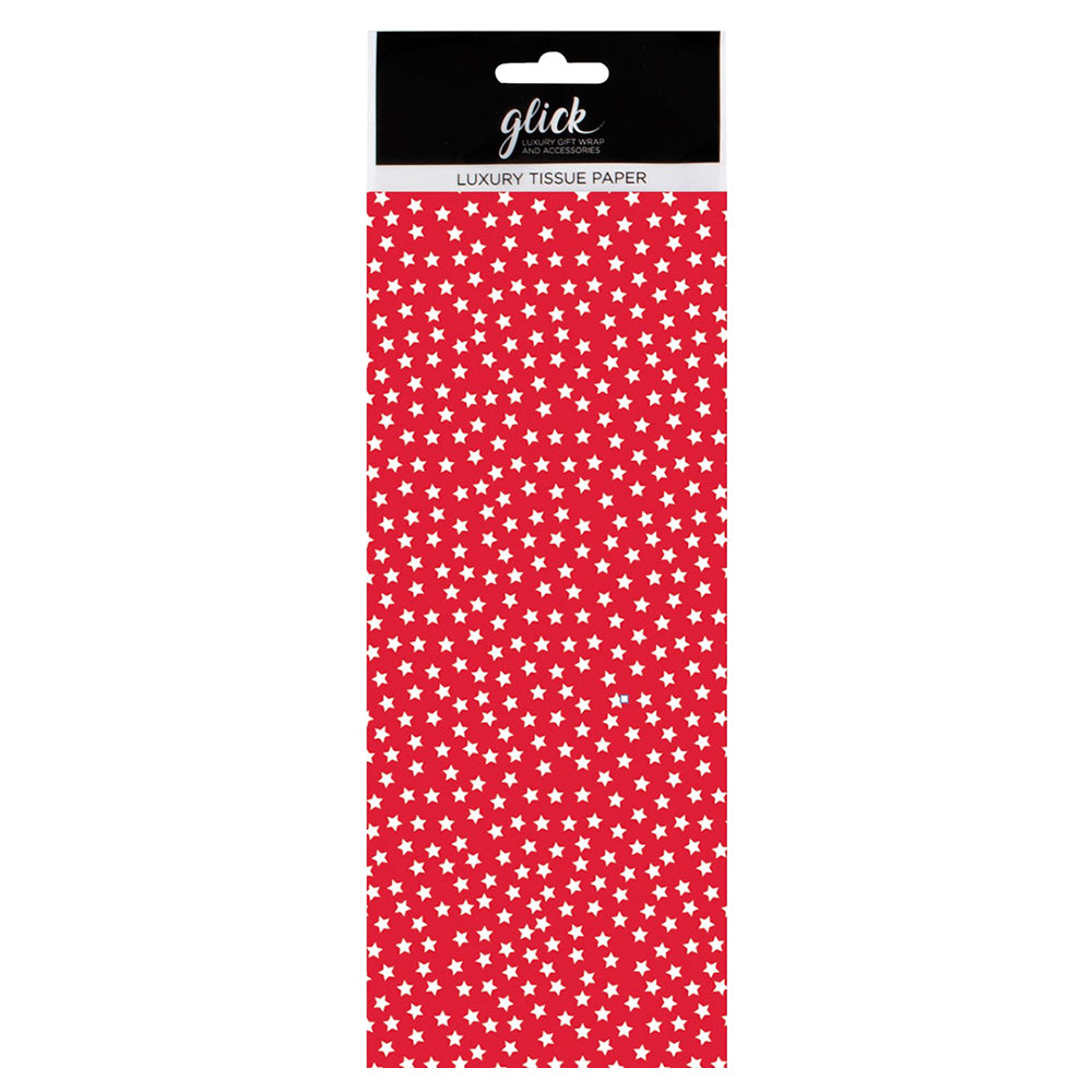 Stars Red White Tissue Paper 4 Sheets of 50 x 75 cm Glick Tissue Wrapping Paper