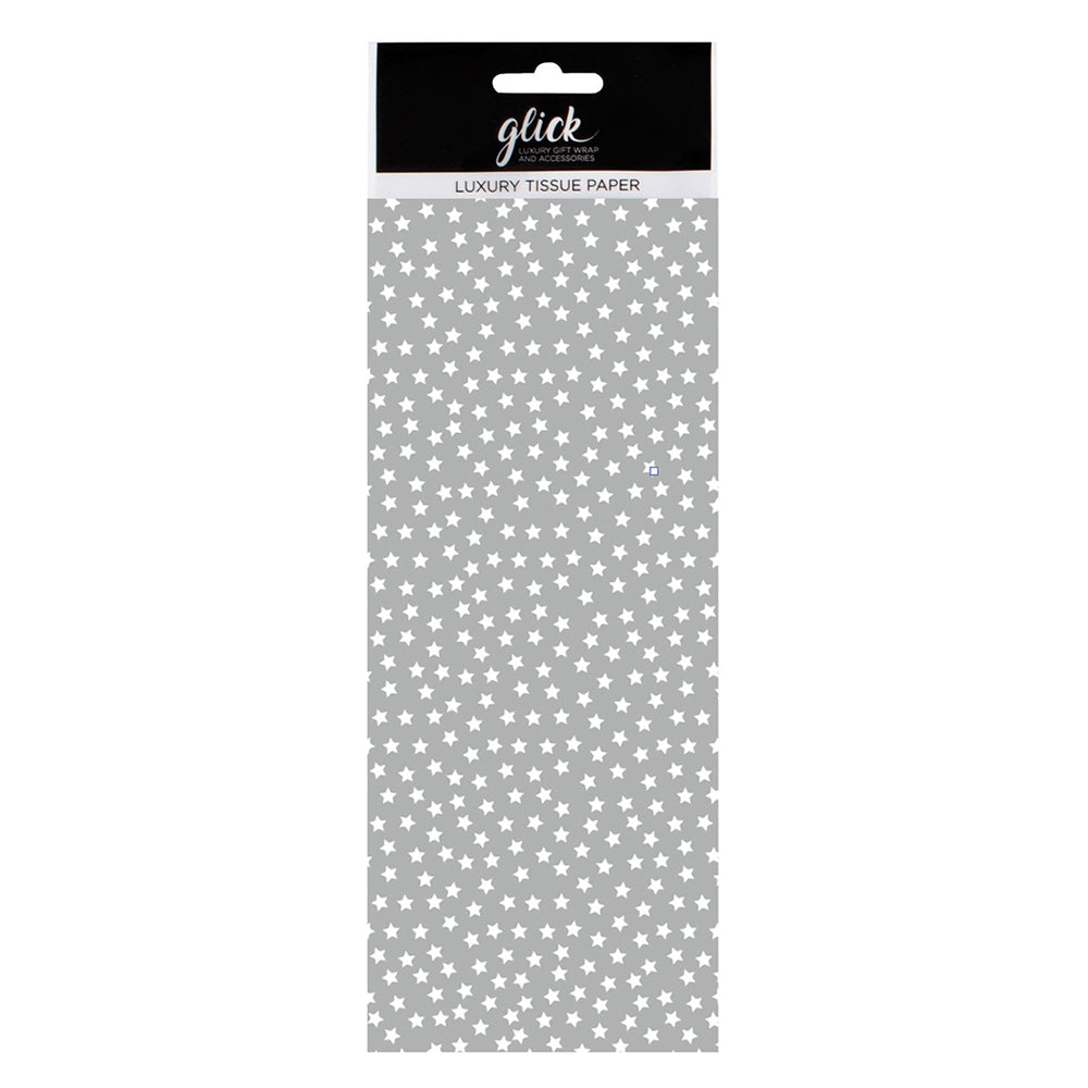 STARS silver white Tissue Paper 4 Sheets of 50 x 75 cm Glick Tissue Wrapping Paper