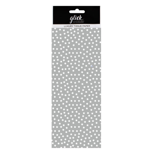 STARS silver white Tissue Paper 4 Sheets of 50 x 75 cm Glick Tissue Wrapping Paper