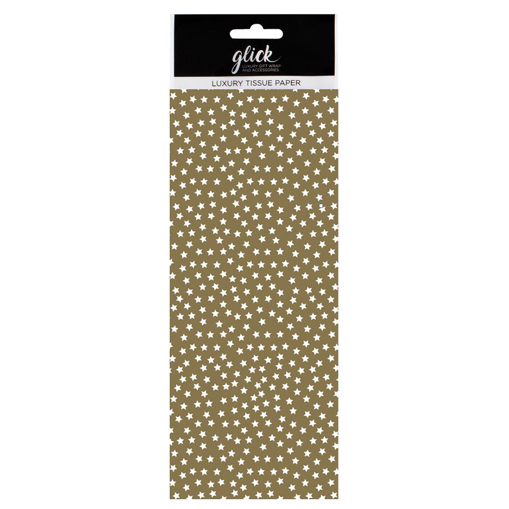 Stars Gold White Tissue Paper 4 Sheets of 50 x 75 cm Glick Tissue Wrapping Paper