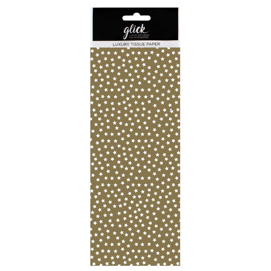 Stars Gold White Tissue Paper 4 Sheets of 50 x 75 cm Glick Tissue Wrapping Paper
