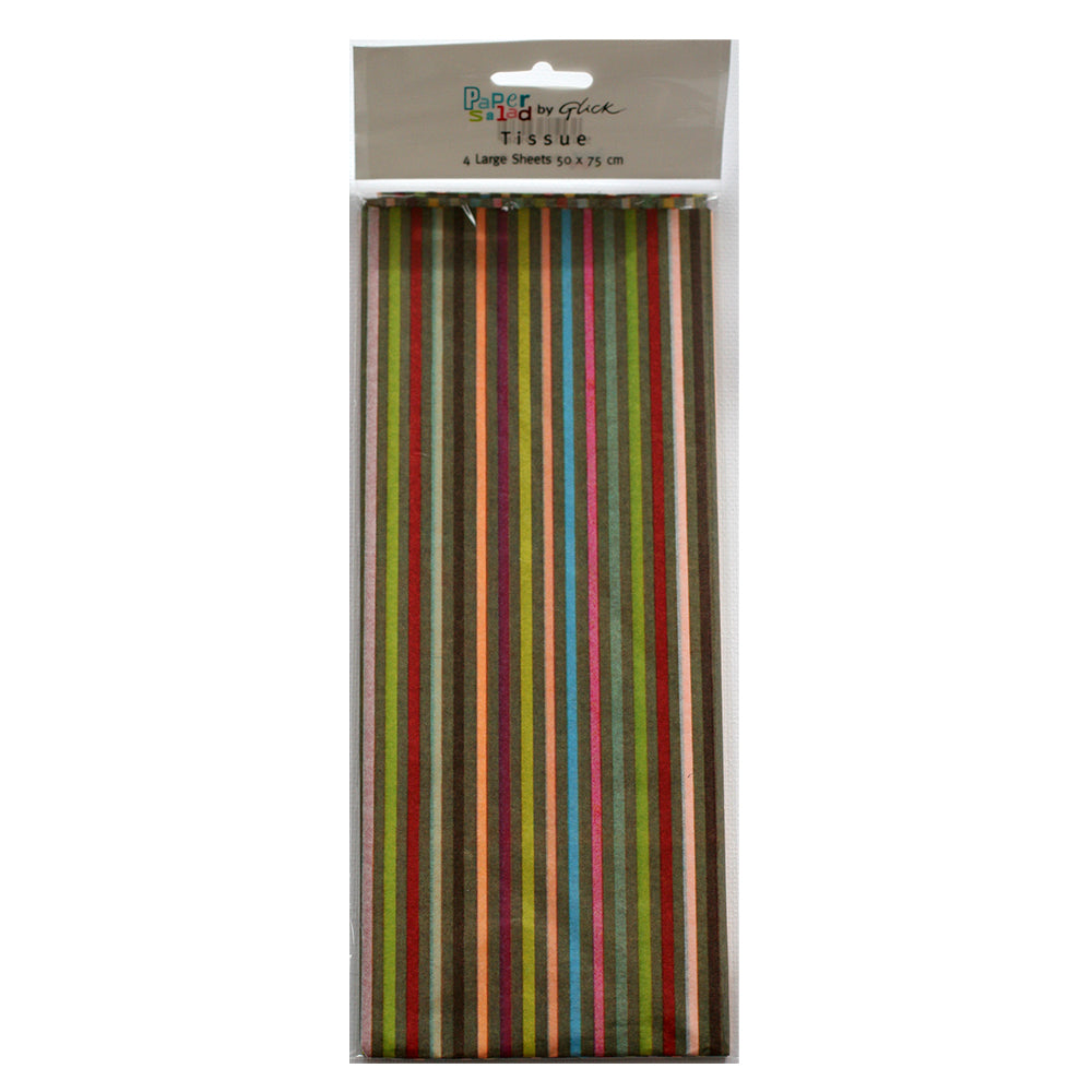 Paper Salad STRIPE multicoloured Tissue Paper 4 Sheets of 50 x 75 cm Glick Tissue Wrapping Paper