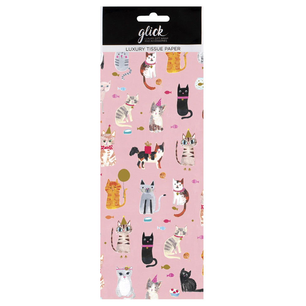 Paper Salad Whiskers Pink Cats Birthday Tissue Paper 4 Sheets of 50 x 75 cm Glick Tissue Wrapping Paper