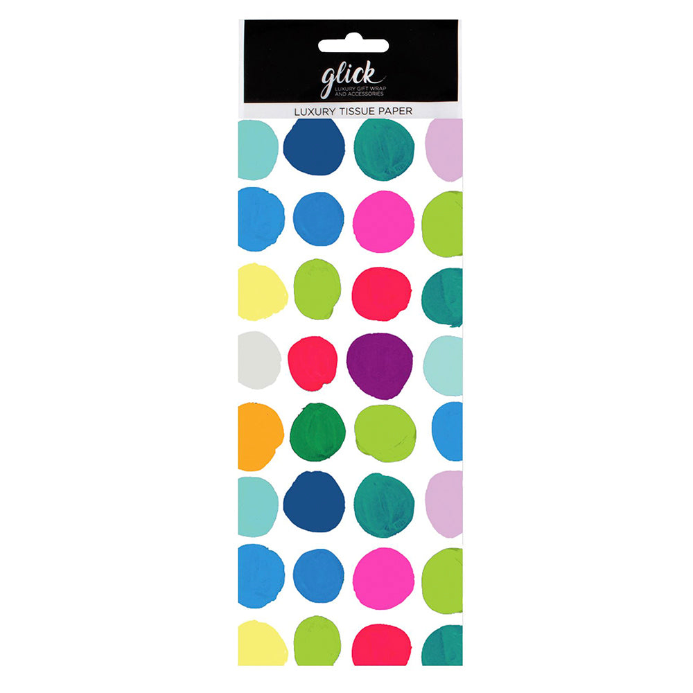 Large Spot Multicoloured Dots Tissue Paper 4 Sheets of 50 x 75 cm Glick Tissue Wrapping Paper