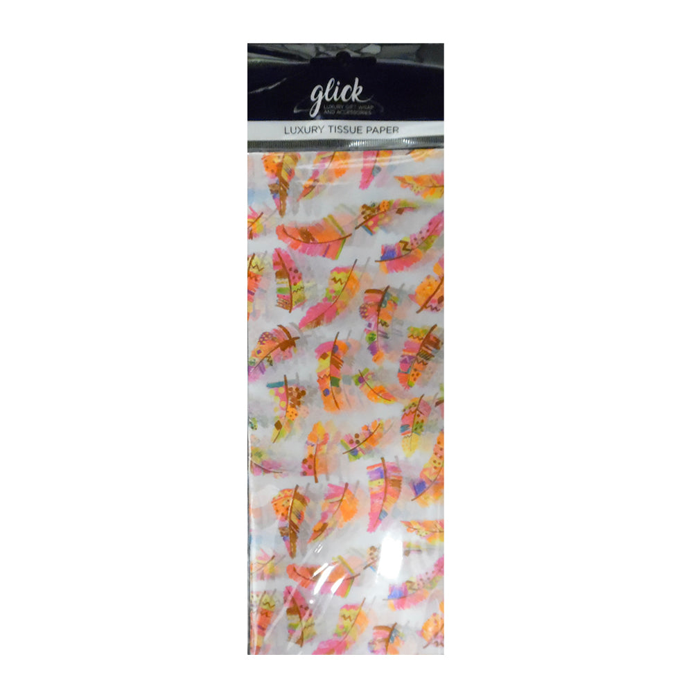 Paper Salad Feathers Neon Multicoloured Tissue Paper 4 Sheets of 50 x 75 cm Glick Tissue Wrapping Paper